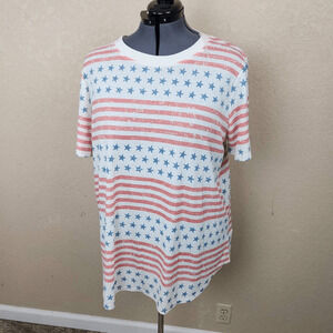 Lovelyn Patriotic Stars Waffle weave Pullover Top Size 3X (4146)